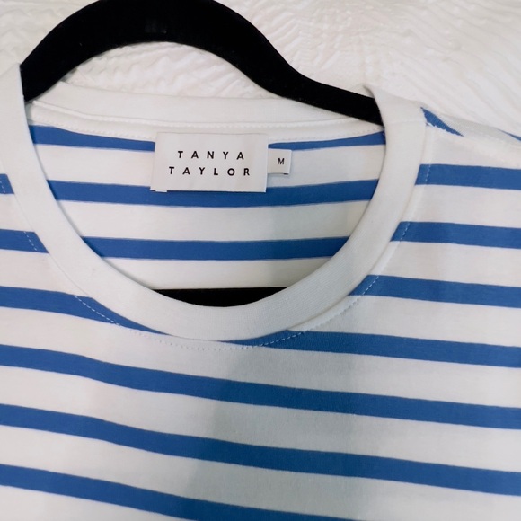 TANYA TAYLOR: Brand New Blue/White Strip Dress with pockets - Size Medium - Picture 3 of 10